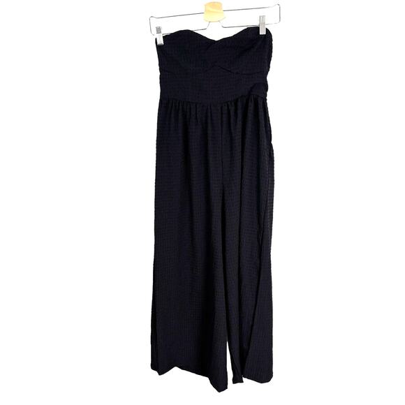 ASOS Textured Bandeau Jumpsuit - Black Crop Leg- Size 4 - NWOT - Picture 2 of 6